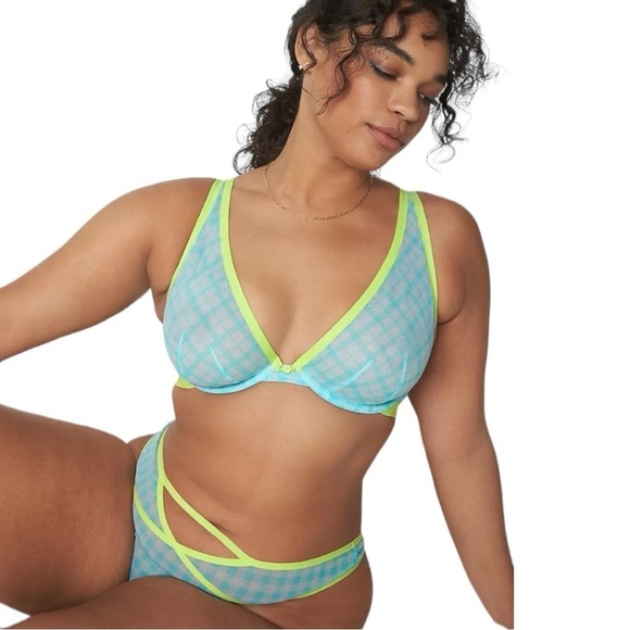 Lane Bryant Mesh Unlined High Apex Bra in Blue Glow Size 40DD - Picture 1 of 4